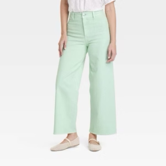 Mint Green High-Rise Sailor Wide Leg Ankle Jeans from Universal Thread - NWT sz4 - Picture 2 of 6